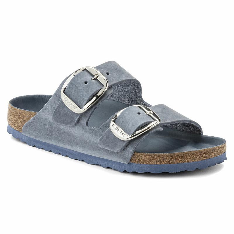 Birkenstock Big Přezkou Oiled Læder Arizona Dame Blå | DK 468DFM